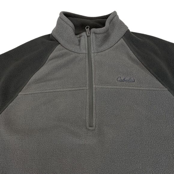 Cabela's Pullover Men's Large Gray Fleece Long Sleeve Mock Neck Quarter Zip - Picture 9 of 12